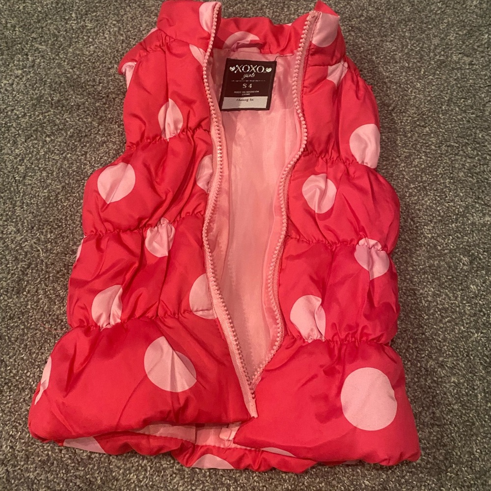 Xoxo pink polka dot vest like new